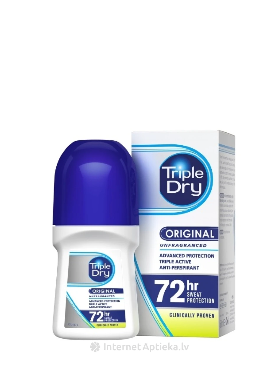 TRIPLE DRY rullītis antiperspirants bez smaržas, 50 ml | internetaptieka.lv