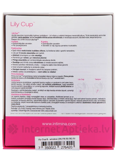Intimina Lily Cup menstruālā piltuvīte, B izmērs, B izmērs | internetaptieka.lv