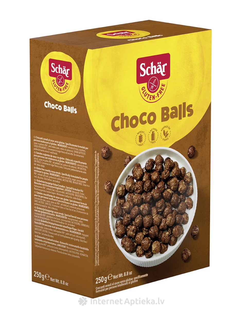 Schär CHOCO BALLS хлопья без глютена с какао, 250 г | internetaptieka.lv