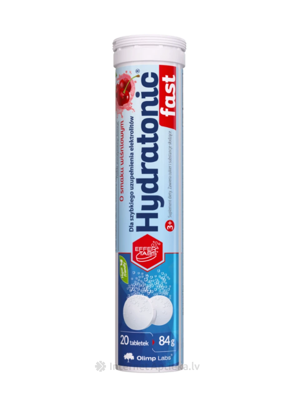 Olimp Labs Hydratonic fast 3+ ar ķiršu garšu, 20 putojošas tabletes | internetaptieka.lv