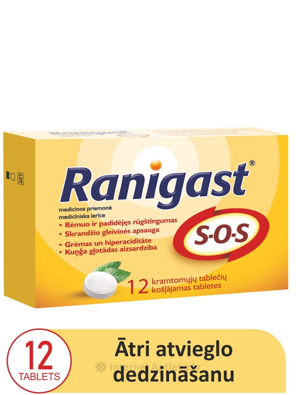 Ranigast SOS, 12 närimistabletti | internetaptieka.lv