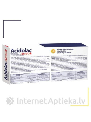 Acidolac® JUNIOR со вкусом клубники, 20 жевательных таблеток | internetaptieka.lv