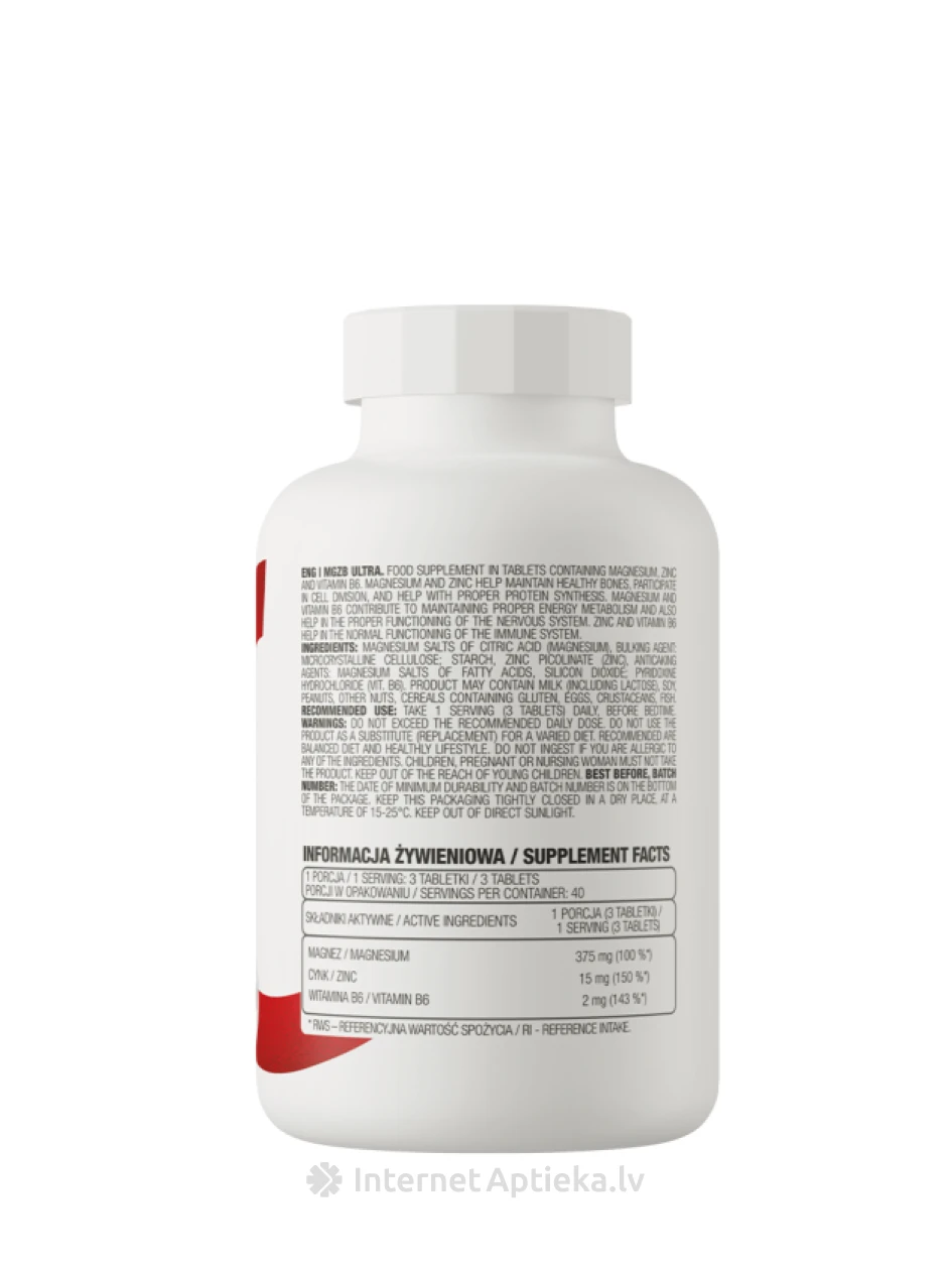 OstroVit Mg+Zn+B6 Ultra tabletes, 120 gb. | internetaptieka.lv