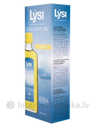 Lysi Жир печени трески с лимонным вкусом, 240 мл