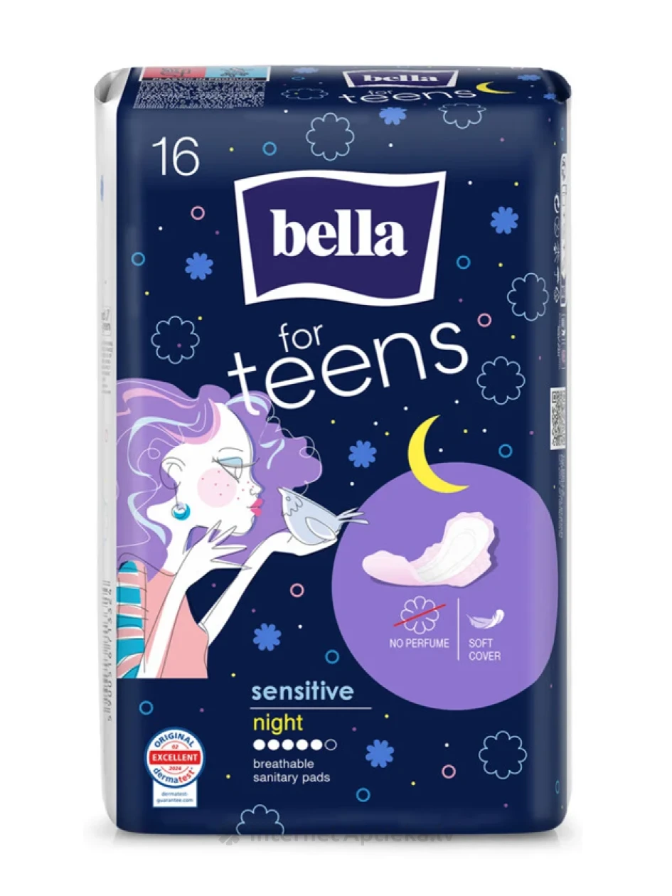 BELLA FOR TEENS Ultra Night Sensitive hügieenisidemed, 16 tk. | internetaptieka.lv