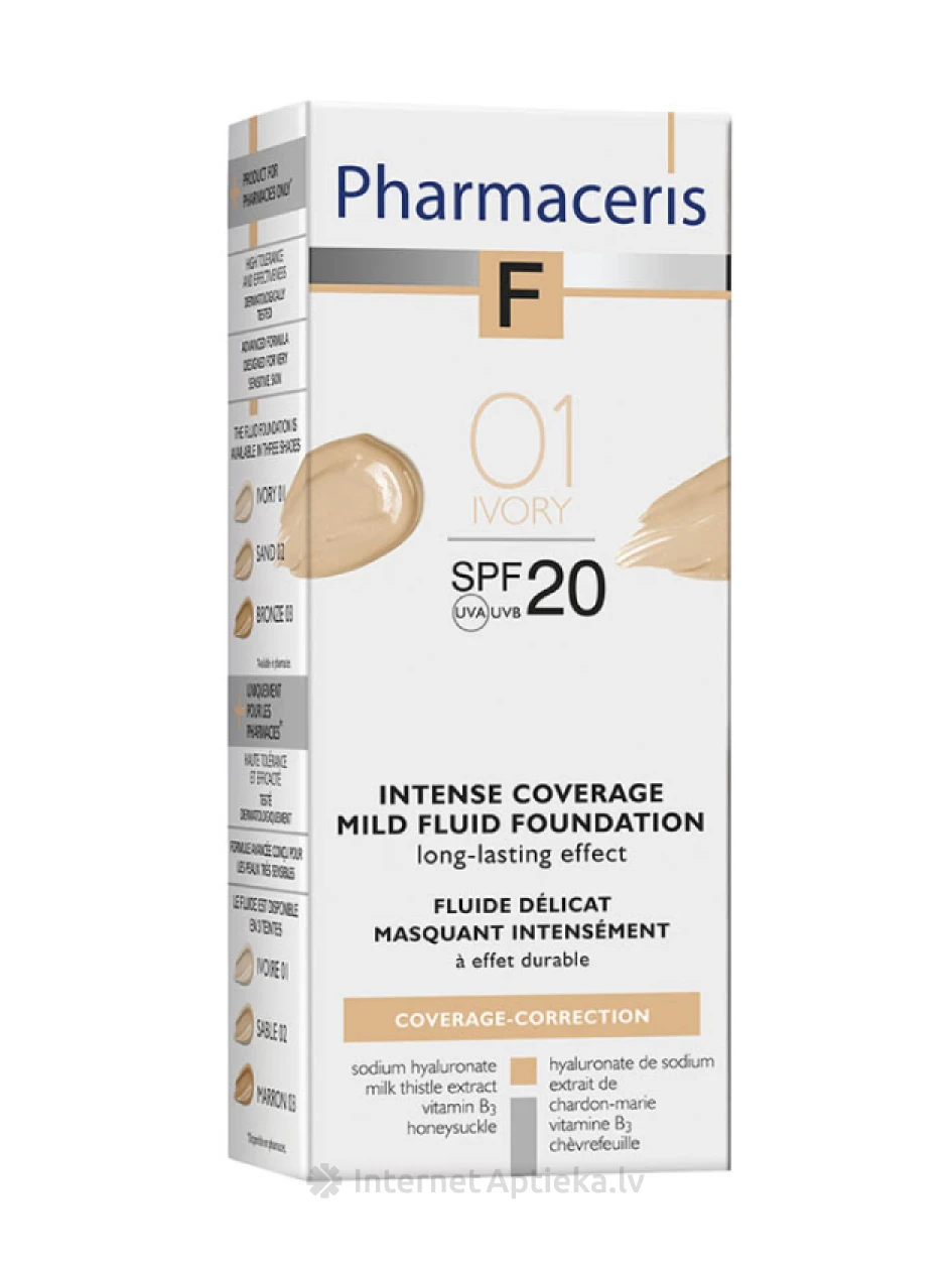 Pharmaceris F Intense coverage mild fluid tonālais krēms 01 ivory, 30 ml | internetaptieka.lv