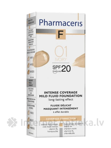 Pharmaceris F Intense coverage mild fluid тональный крем 01 ivory, 30 мл | internetaptieka.lv