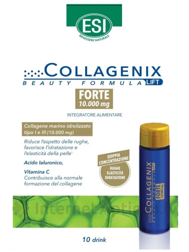 ESI Collagenix Forte Drink hialuronskābe, vitamīns C, Fe, Zn, 10*30 ml | internetaptieka.lv