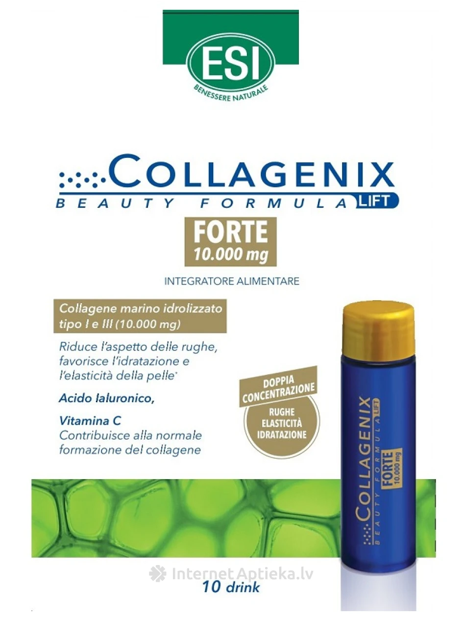 ESI Collagenix Forte Drink hialuronskābe, vitamīns C, Fe, Zn, 10*30 ml | internetaptieka.lv