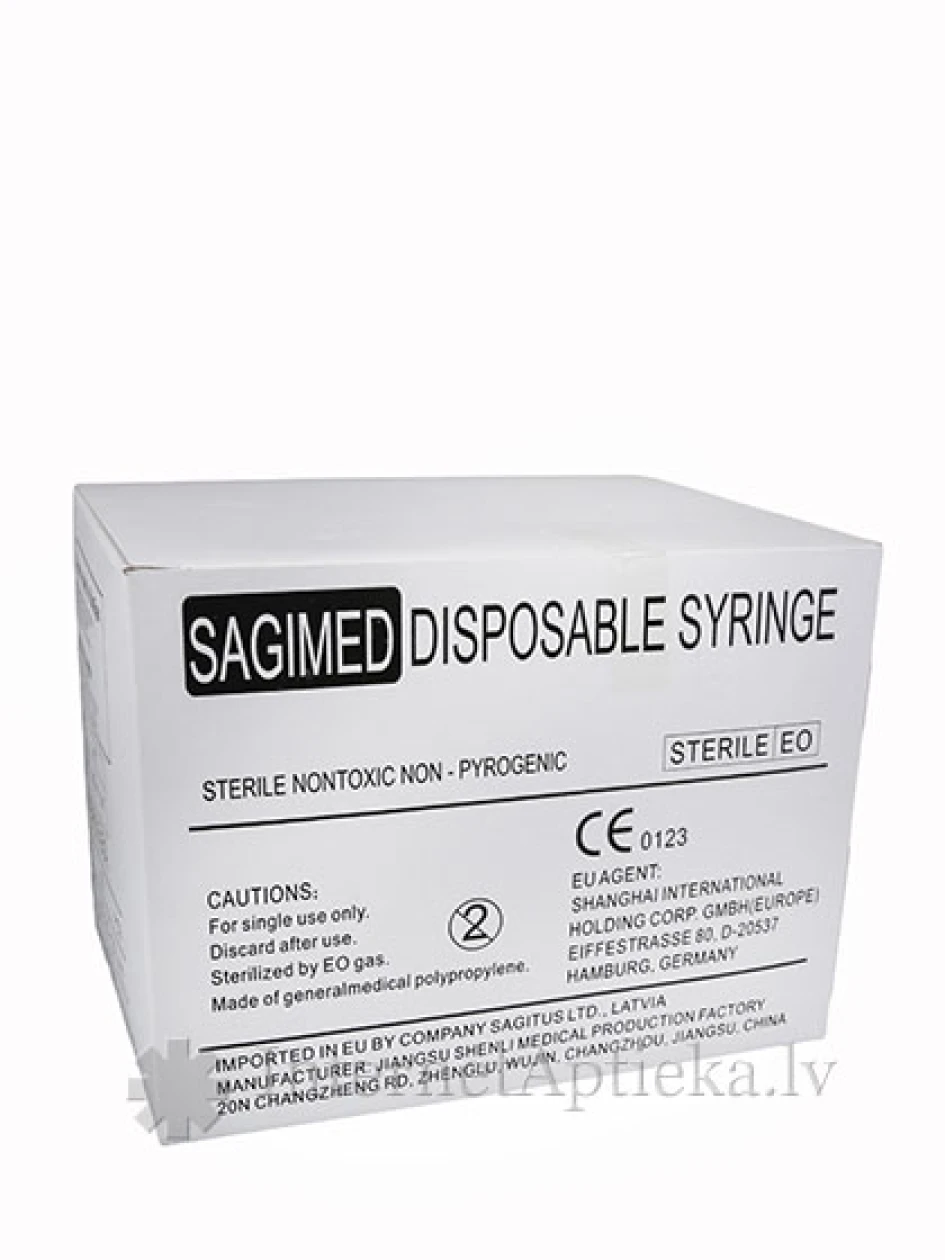 Sagimed Šļirce 3 ml, 3-daļīga, ar adatu 0.8 x 38 mm, 100 gb. | internetaptieka.lv