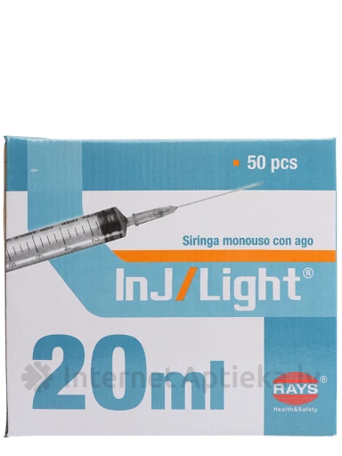 Rays Šļirce 20 ml, 21 g, ar adatu 0.8 x 38 mm, 50 gb. | internetaptieka.lv