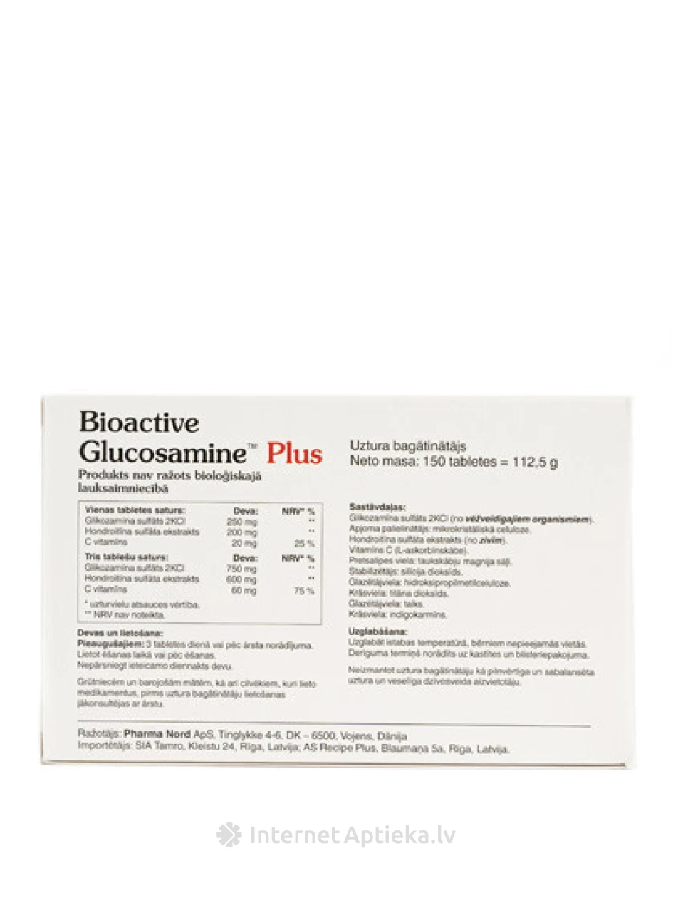 Bioactive glükoosamiin pluss, 150 tabletti | internetaptieka.lv