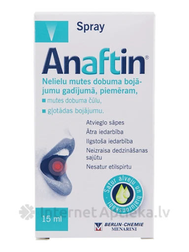 Anaftin aerosols mutes dobuma bojājumiem, 15 ml | internetaptieka.lv