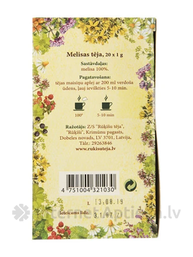 Rūķīšu Melisas tēja, 20 paciņas | internetaptieka.lv