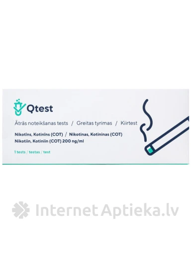 Qtest nikotīna (COT) ātrās noteikšanas tests, 1 gb | internetaptieka.lv
