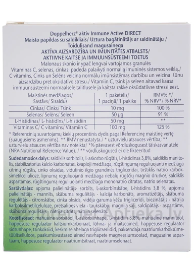 Doppelherz Aktiv Immune direct Zn+Se+histidīns+vit.C, 20 paciņas | internetaptieka.lv