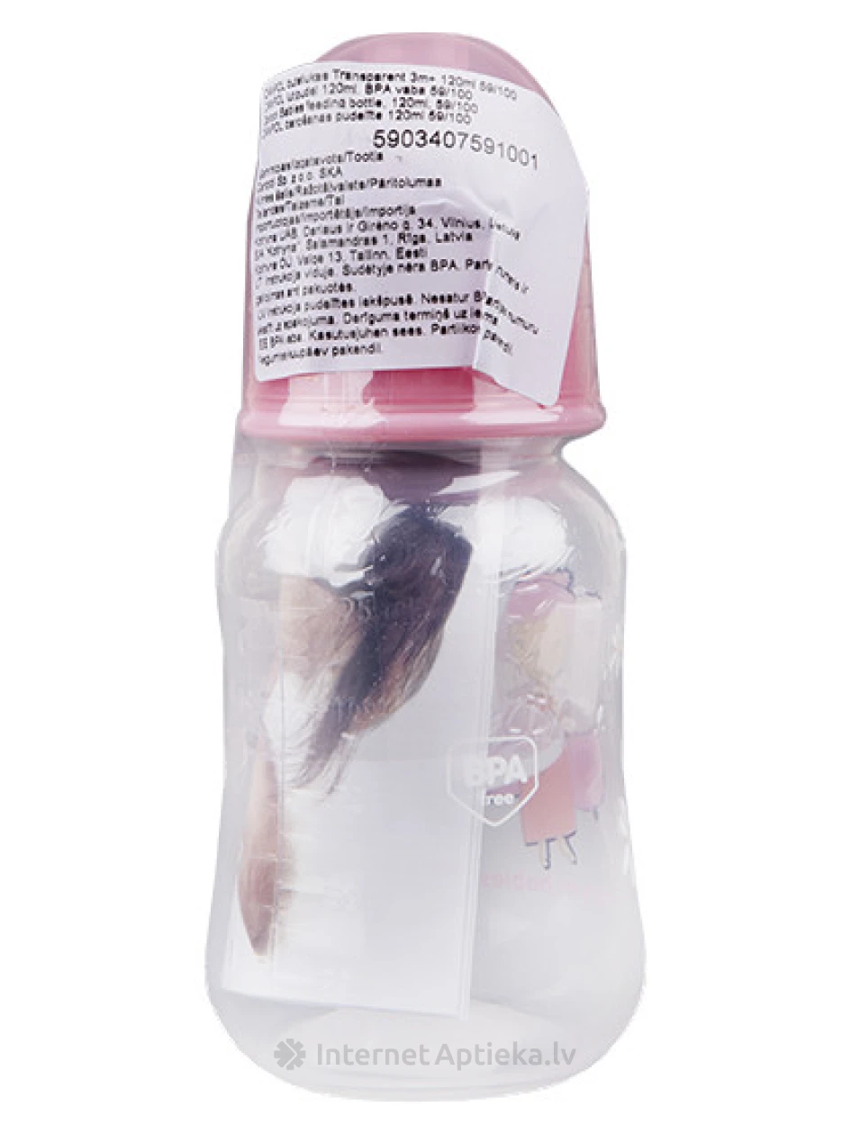 Canpol бутылочка - пластмассовая, от 3+ месяцев (розовая), 120 мл | internetaptieka.lv