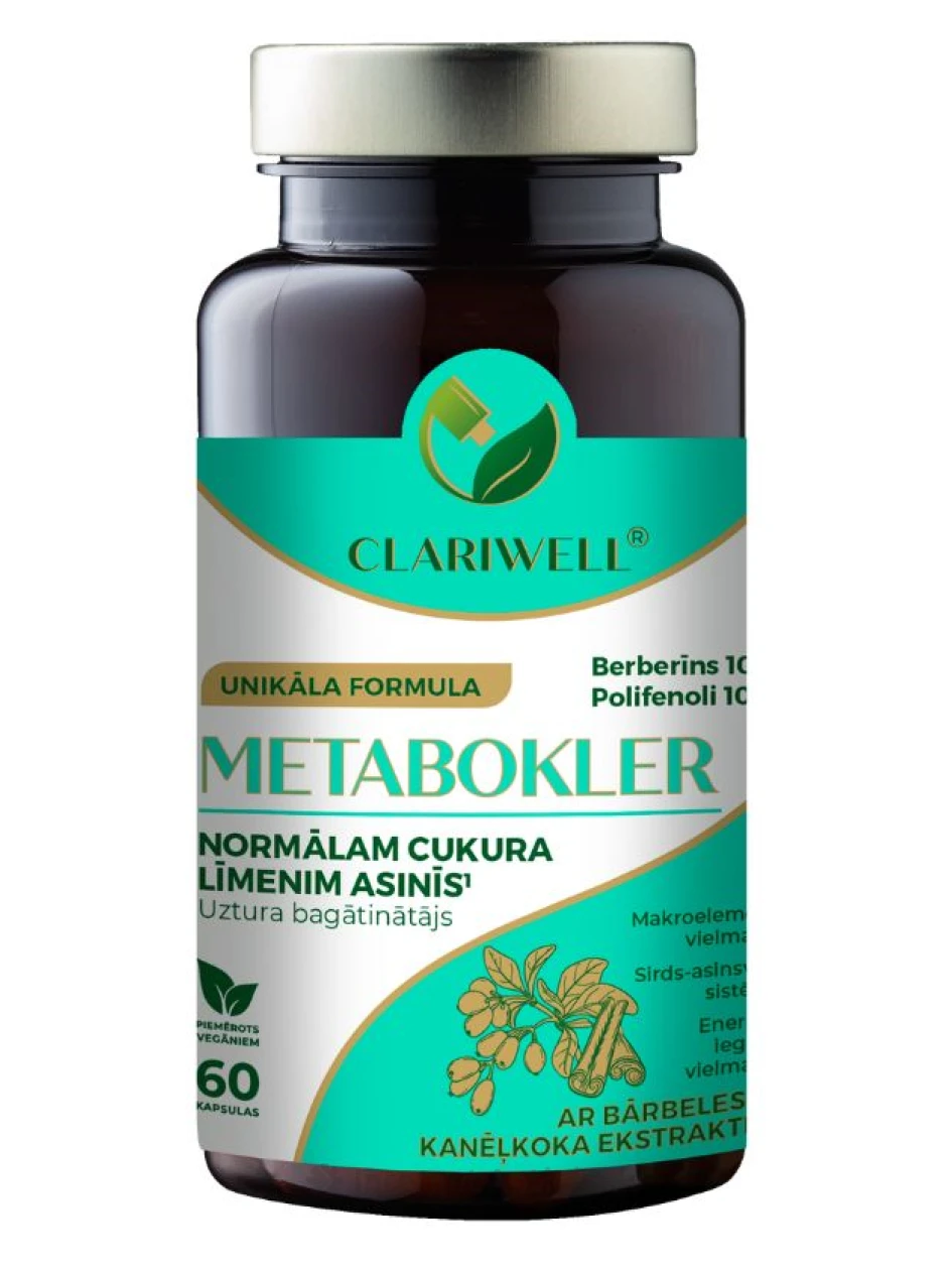 CLARIWELL® METABOKLER normālam cukura līmenim, 60 kapsulas | internetaptieka.lv