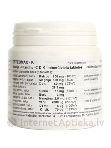 Osteomax-K tabletid, 170 tabletti | internetaptieka.lv