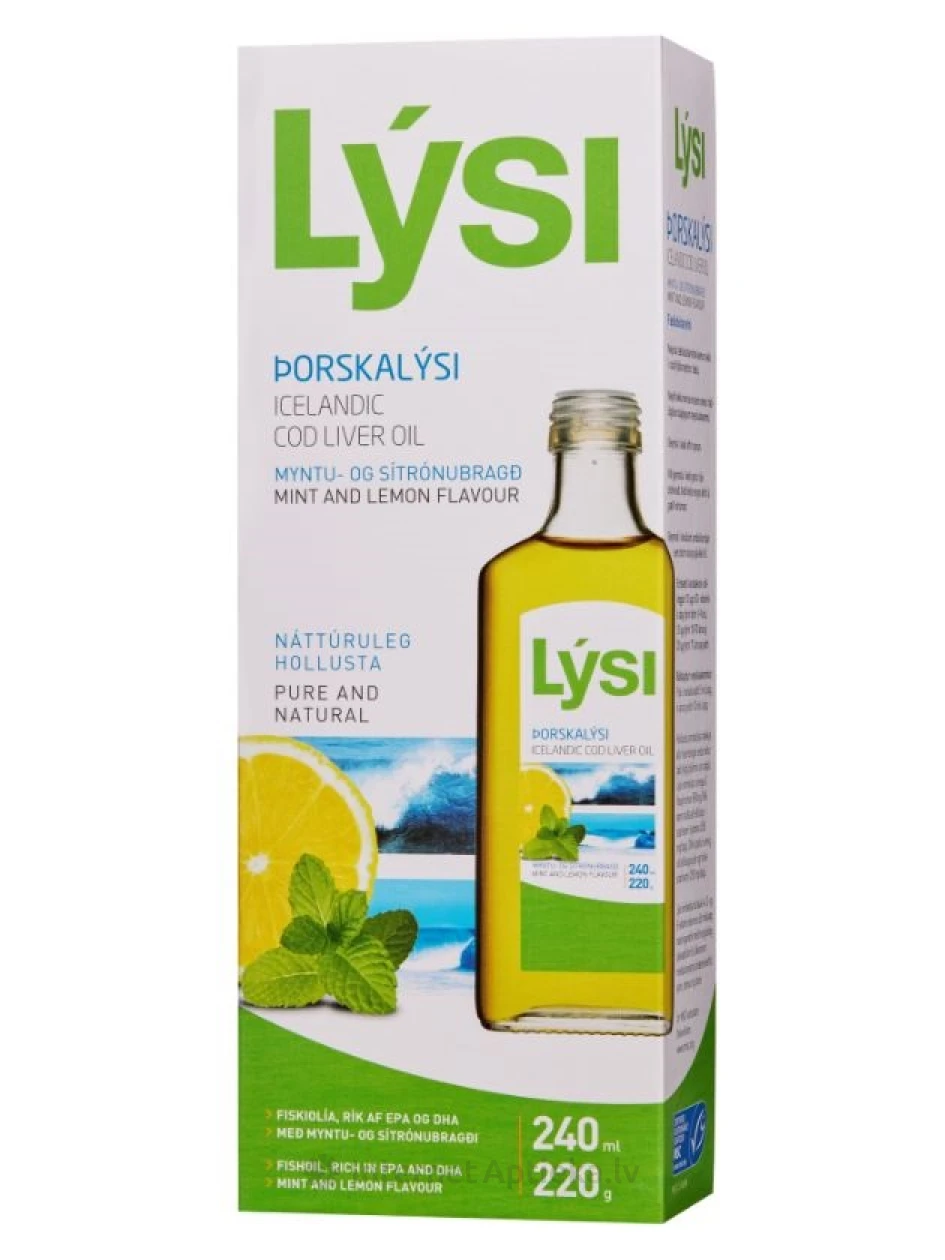 Lysi Islandes mencu aknu eļļa ar piparmētru un citrona garša, 240 ml | internetaptieka.lv