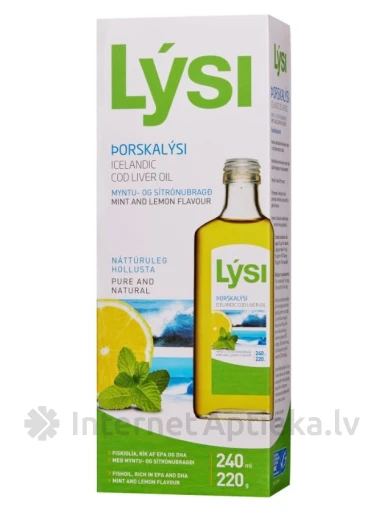Lysi Islandes mencu aknu eļļa ar piparmētru un citrona garša, 240 ml | internetaptieka.lv