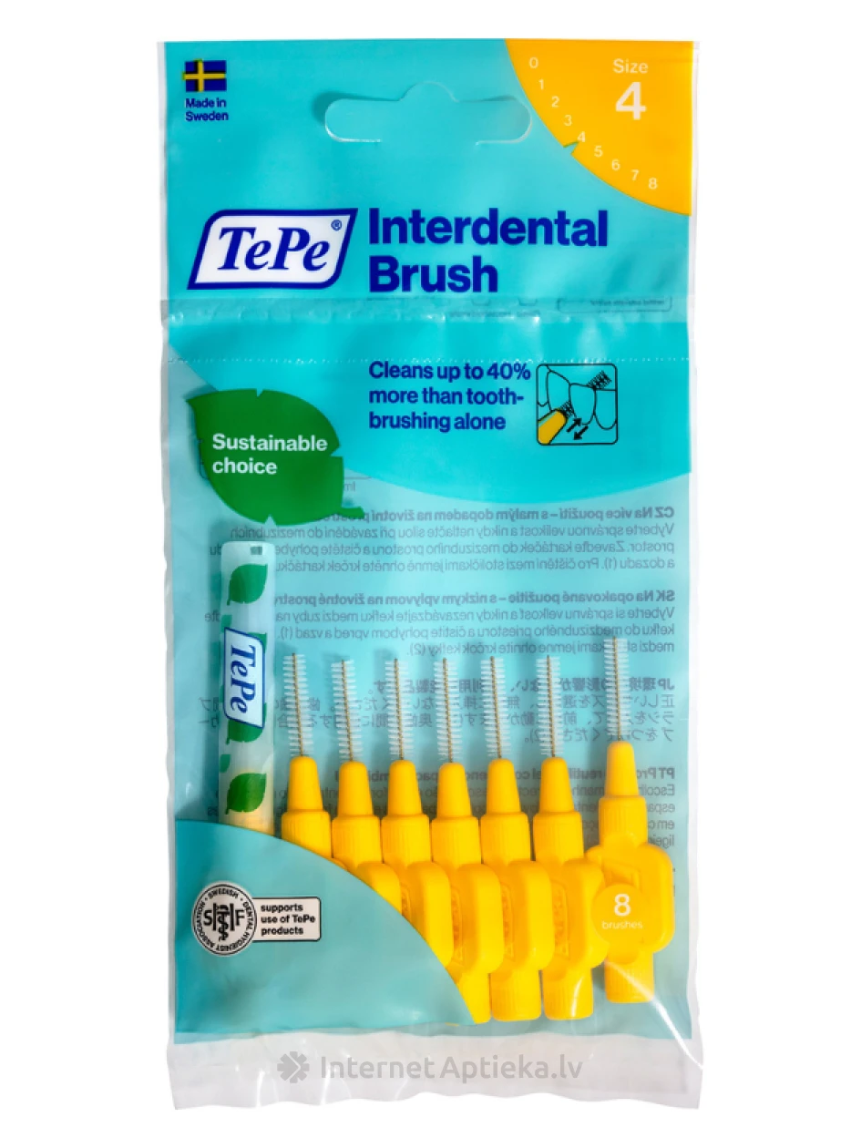 TePe Interdental Brush hambavaheharjad 0,7 mm, kollane, 8 tk | internetaptieka.lv