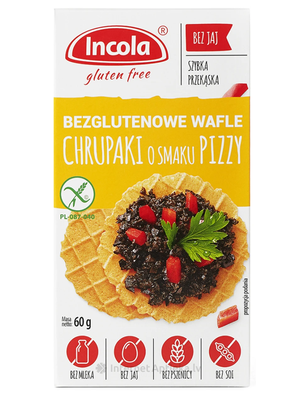 Incola Chrupaki Pizza Bezglutēna Vafeles Ar picas garšu, 60 g | internetaptieka.lv