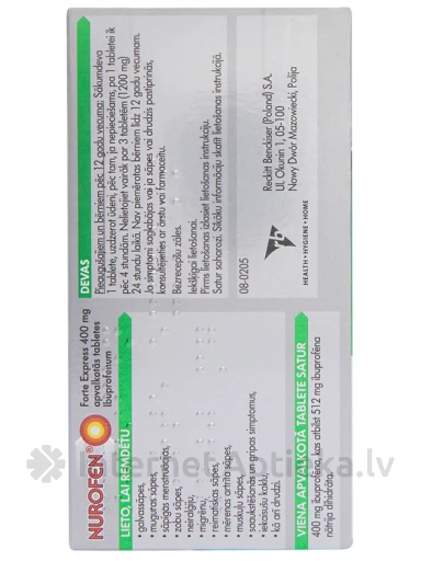 Nurofen Forte Express 400 mg, 12 tabletes | internetaptieka.lv