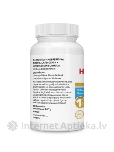 Diosmiin + Hesperidiin valem, 30 kapslit | internetaptieka.lv