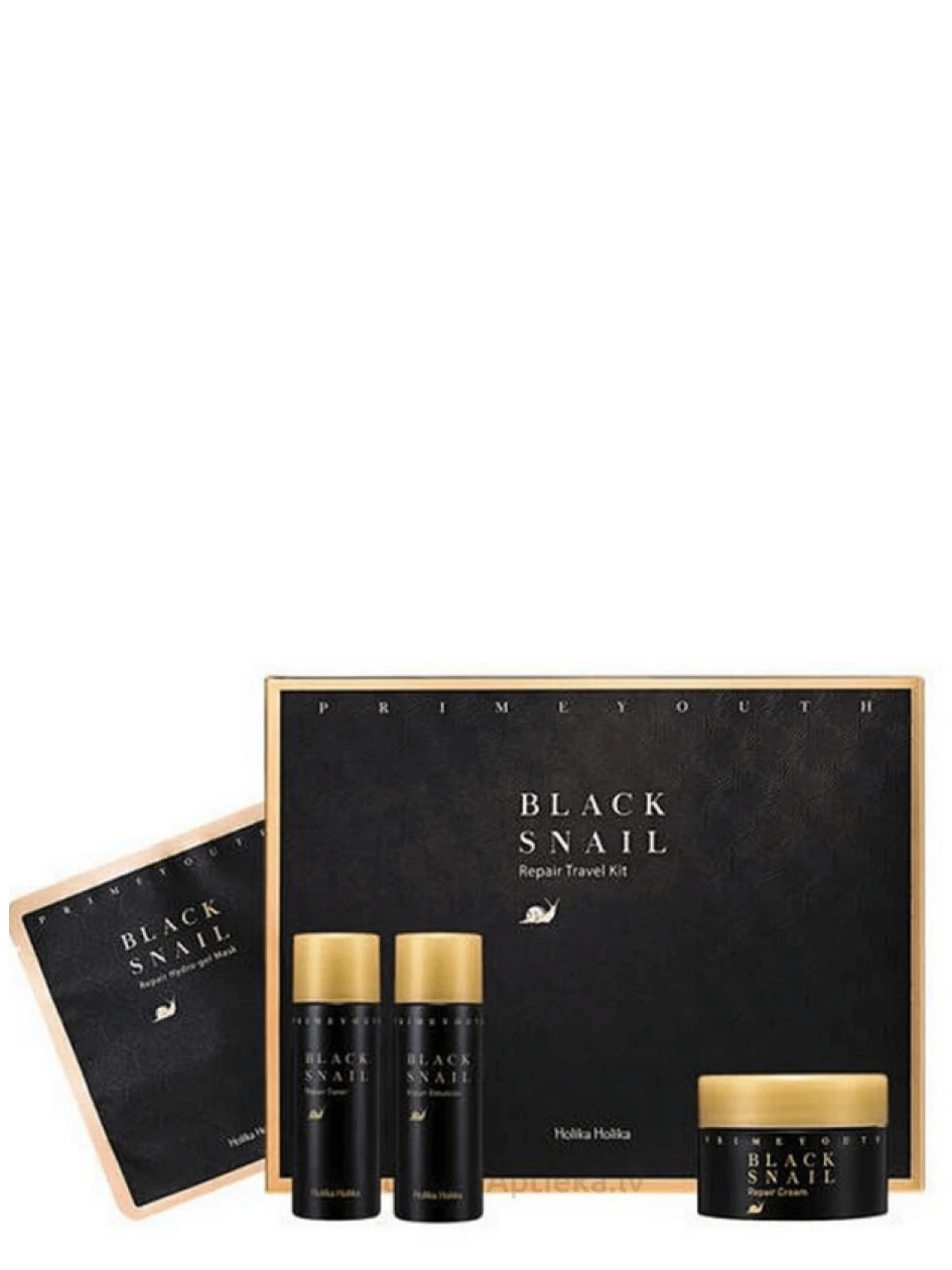 Holika Holika Prime Youth Black Snail Kit Восстанавливающий мини-комплект для кожи | internetaptieka.lv
