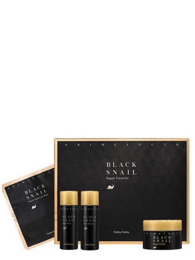 Holika Holika Prime Youth Black Snail Kit Восстанавливающий мини-комплект для кожи | internetaptieka.lv