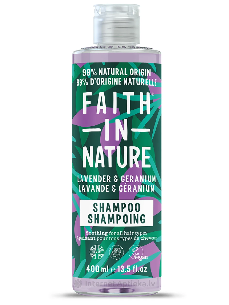 FAITH IN NTURE Lavendel & Geranium šampoon, 400 ml | internetaptieka.lv