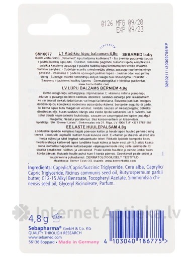 SEBAMED BABY huulepalsam, 4,8 g | internetaptieka.lv