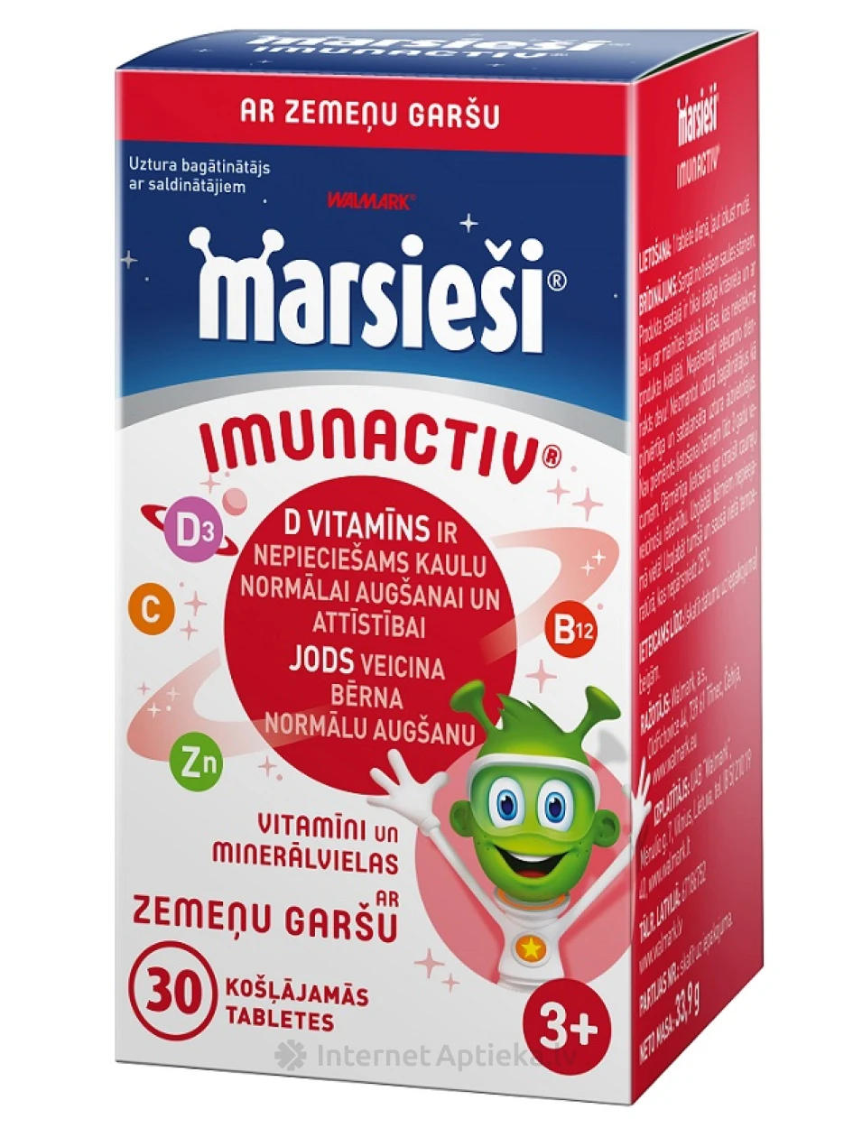 Walmark Марсиане Imunactiv с клубничным вкусом, 30 таблеток | internetaptieka.lv