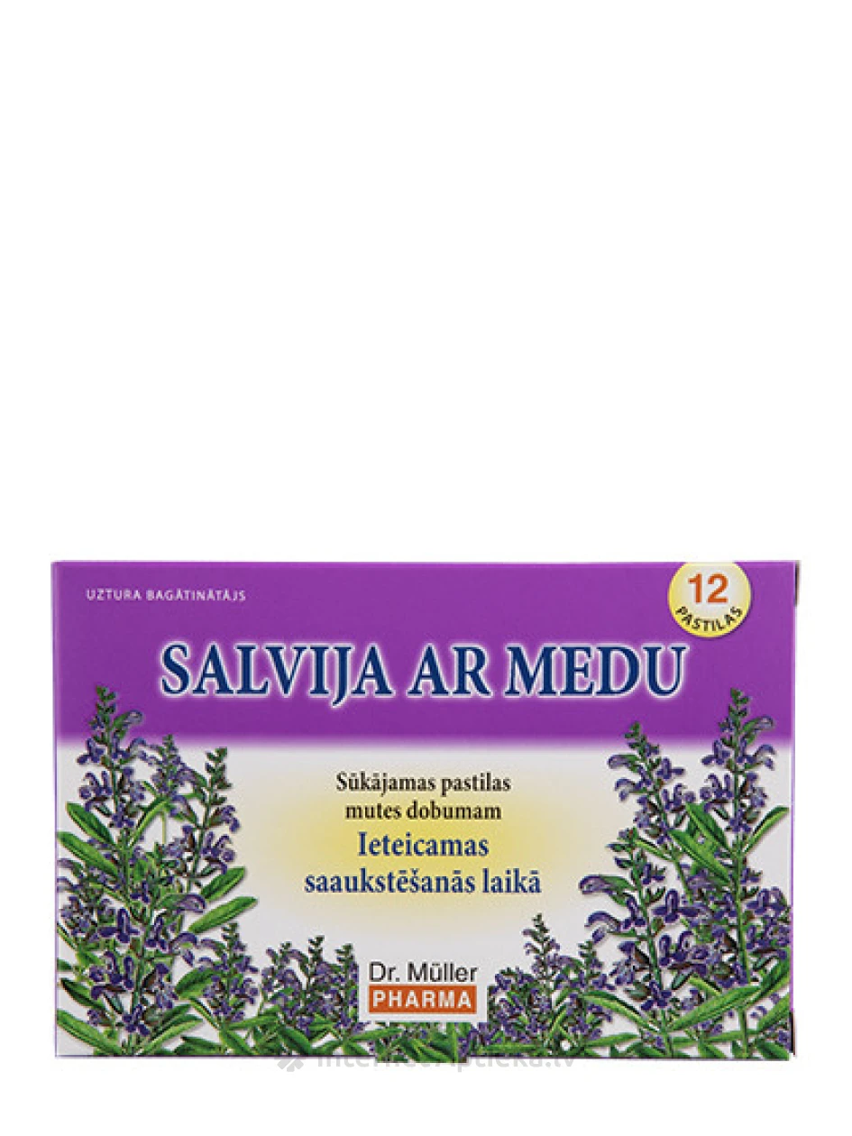 Dr.Mulleri pastillid Salvei ja meega, 12 tk | internetaptieka.lv