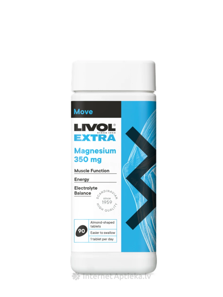 LIVOL EXTRA Magnesium 350 mg, 90 gb. | internetaptieka.lv