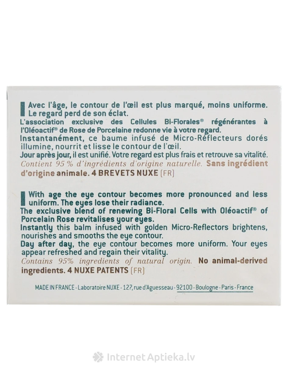 NUXE Radiant, vananemisvastane palsam silmaalusele nahale, 15 ml | internetaptieka.lv
