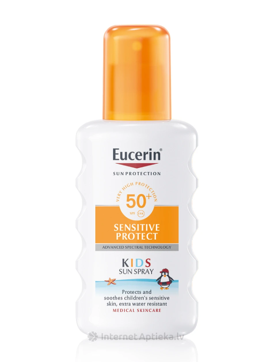 EUCERIN SUN лосьон для загара для детей с SPF50+, спрей, 200 мл | internetaptieka.lv