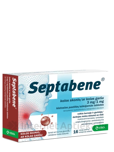 Septabene со вкусом колы 3 мг/1 мг, 16 пастилки | internetaptieka.lv