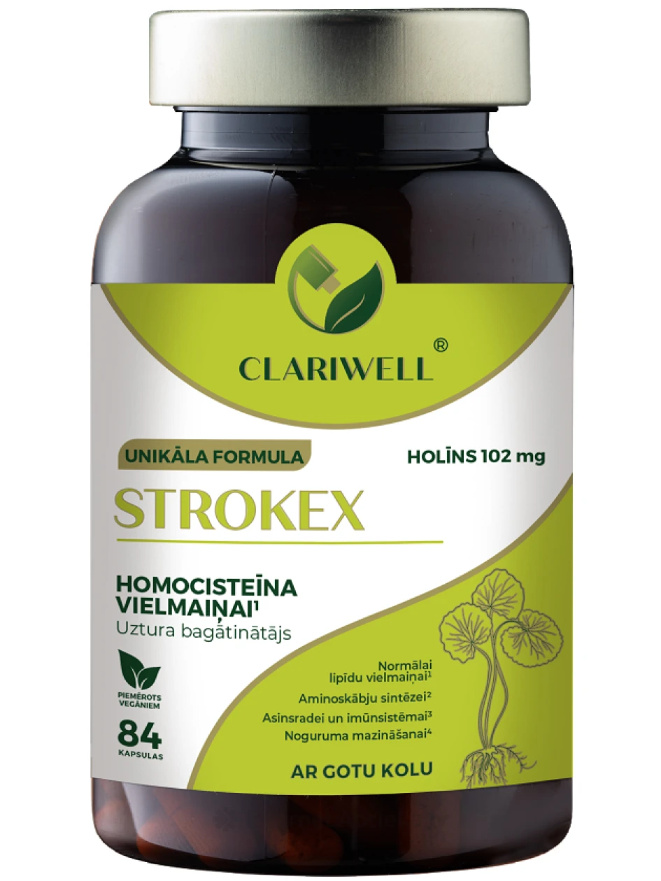 CLARIWELL Strokex homotsüsteiini metabolismi jaoks, 84 kapslit | internetaptieka.lv