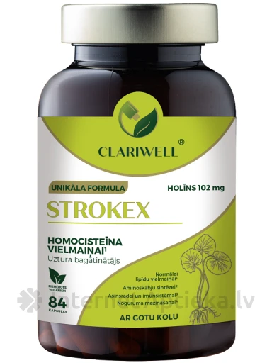 CLARIWELL Strokex homotsüsteiini metabolismi jaoks, 84 kapslit | internetaptieka.lv