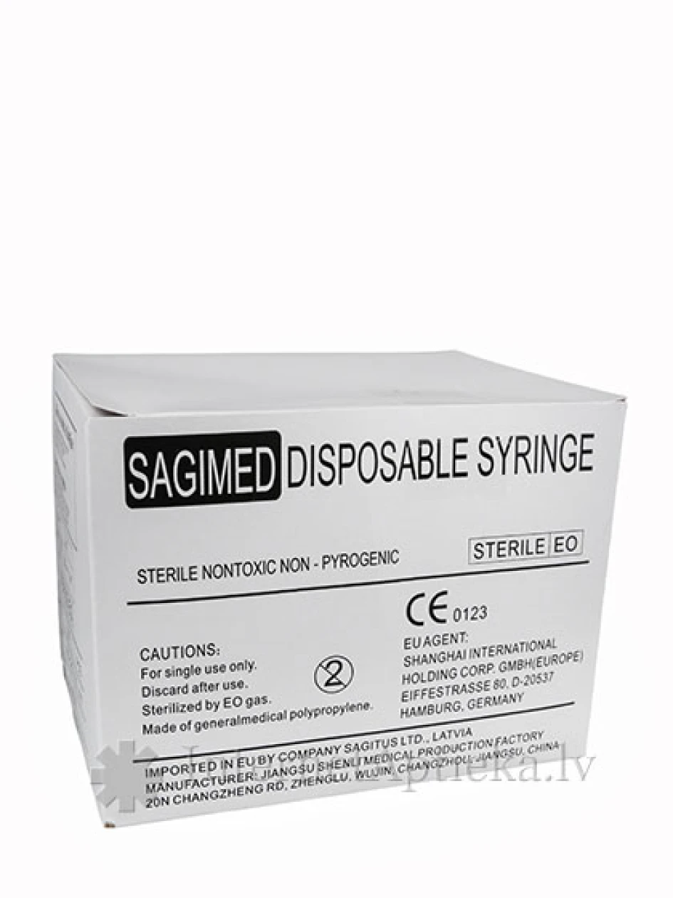 Sagimed Šļirce 2 ml, 3-daļīga, ar adatu 0.8 x 38 mm, 100 gb. | internetaptieka.lv