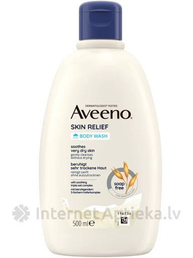 AVEENO Skin Relief mitrinošs ķermeņa mazgāšanas līdzeklis bez smaržas, 500 ml | internetaptieka.lv
