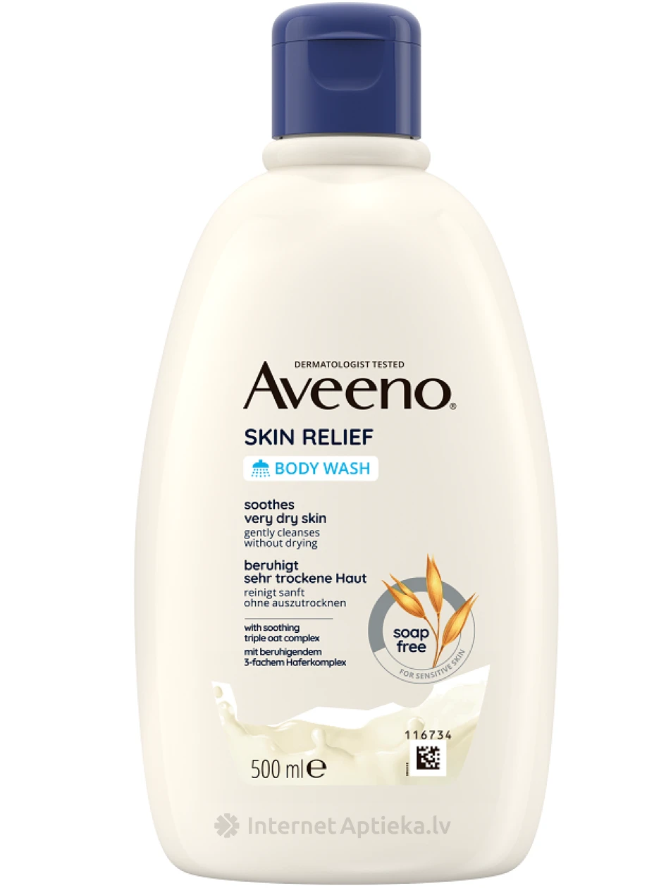 AVEENO Skin Relief mitrinošs ķermeņa mazgāšanas līdzeklis bez smaržas, 500 ml | internetaptieka.lv