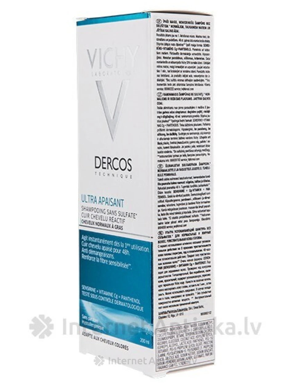 Vichy Dercos Ultra Soothing šampūns normāliem un taukainiem matiem, 200 ml | internetaptieka.lv