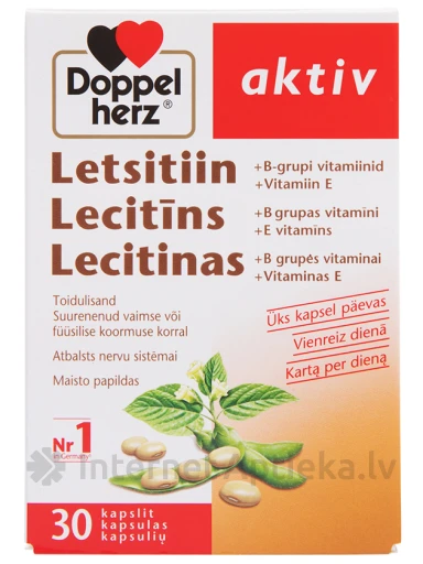 Doppelherz Aktiv Lecitīns+B+E vitamīni, 30 kapsulas | internetaptieka.lv