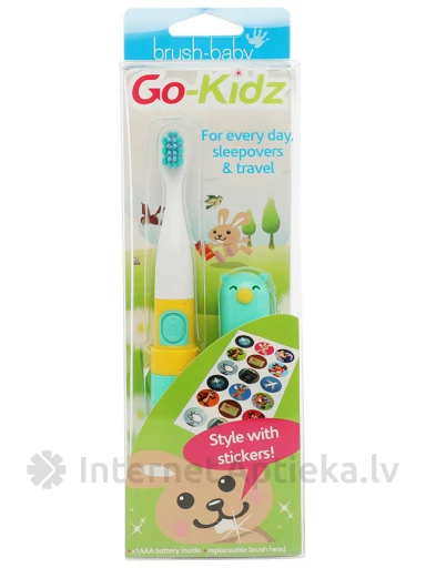 Brush-Baby зубная щетка электрическая дорожная Go-Kidz/зеленый, 1 шт. | internetaptieka.lv