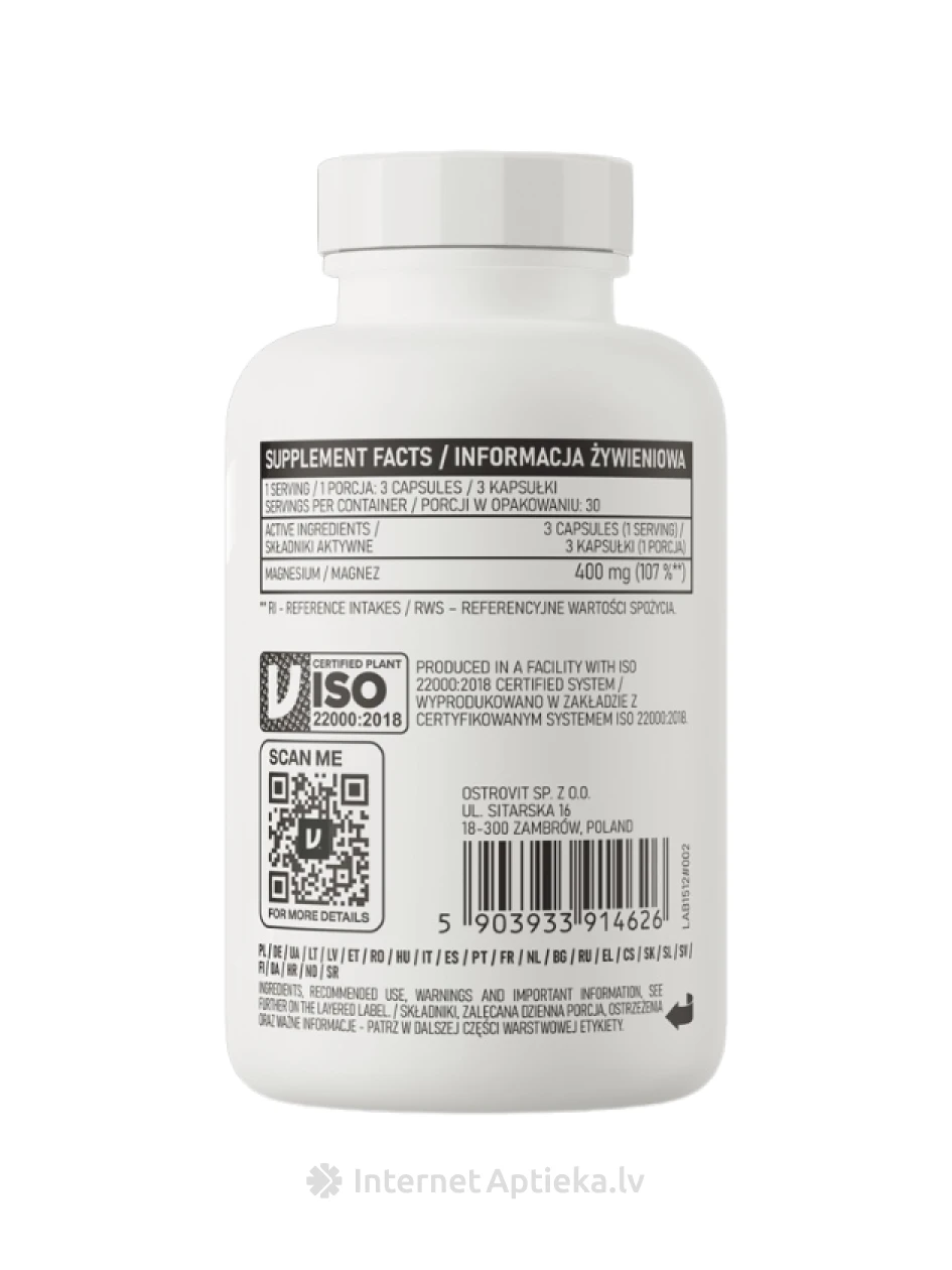 OstroVit Magnesium Glycinate kapslid, 90 tk. | internetaptieka.lv