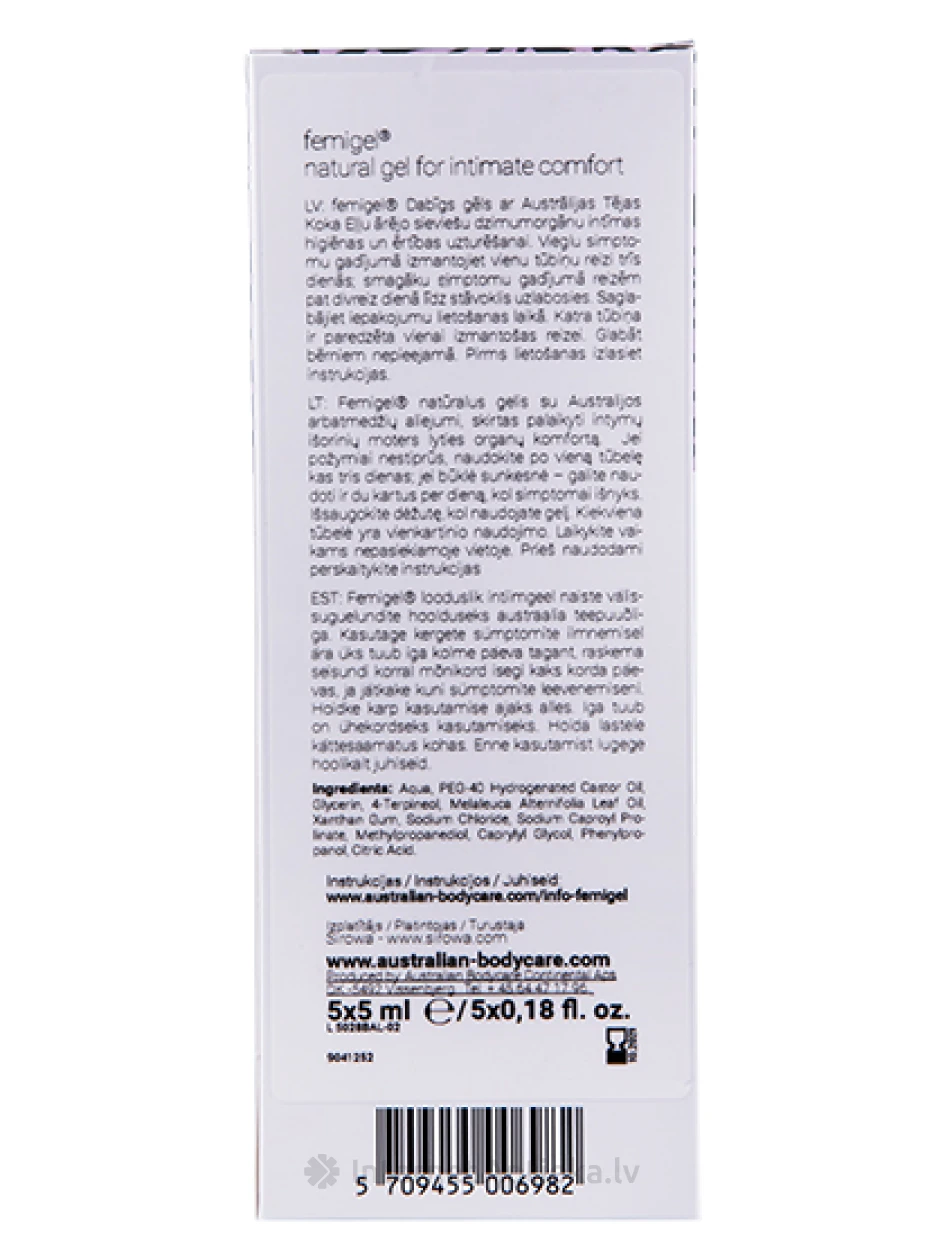 AUSTRALIAN BODYCARE FEMIGEL 7 ML, 5 gb. | internetaptieka.lv
