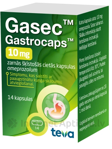 Gasec Gastrocaps 10 мг, 14 таблеток | internetaptieka.lv